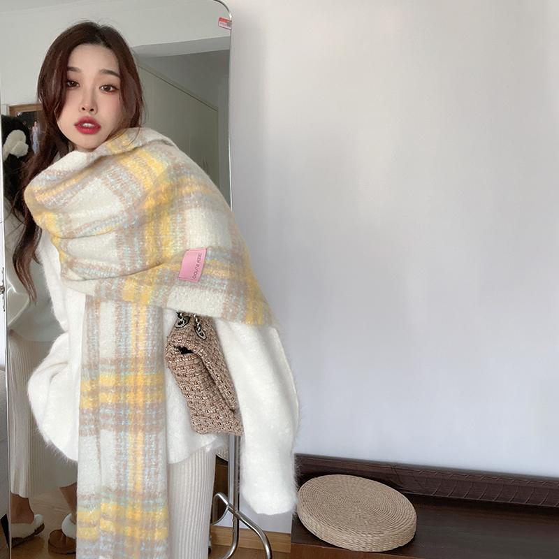 2025 New Mohair Scarf Women s Autumn And Winter Korean Style High-end Versatile Maillard Imitation Cashmere Scarf