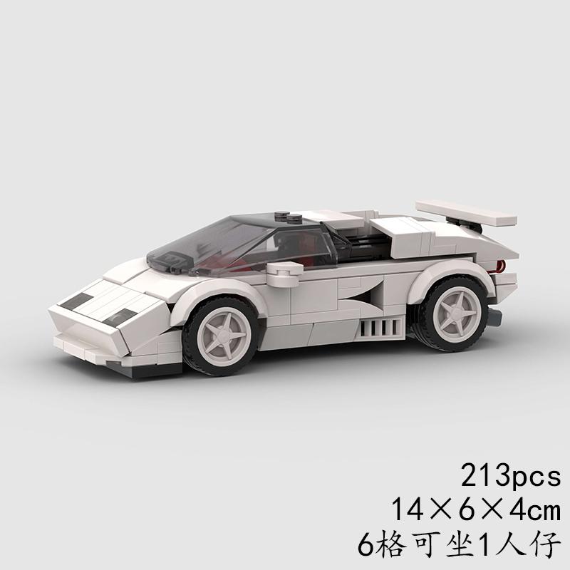 MOC Car Speed Countach LP400 500 Racing Technical Vehicle Model Building Block Super Race Rally Sport Brick Christmas Gift City