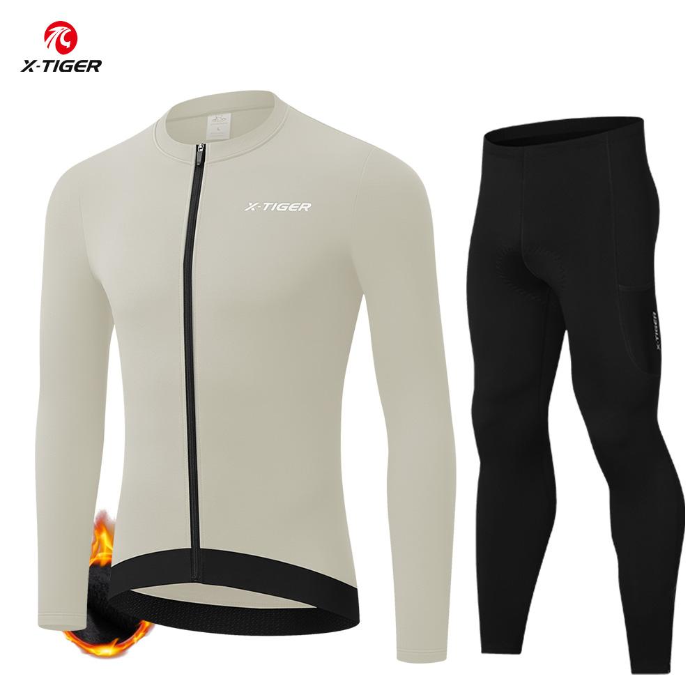 2026 Winter Velvet Warm Cycling Clothing Suit Set Winter Cycling Jersey Bib Pants Set Men Long Sleeve Bicicleta Set MTB Road Bike Clothing Suit