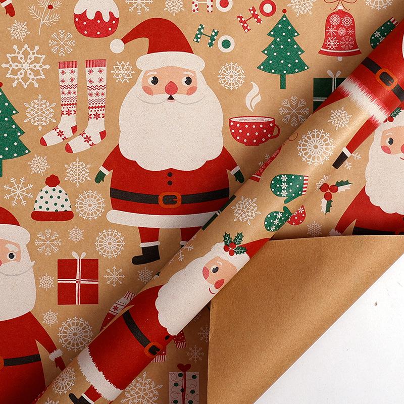 Eco-friendly Retro Kraft Christmas Gift Wrap Paper - Large Roll