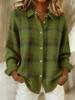 Blue and Orange Checkered Cardigan with Button Front and Ribbed Hem