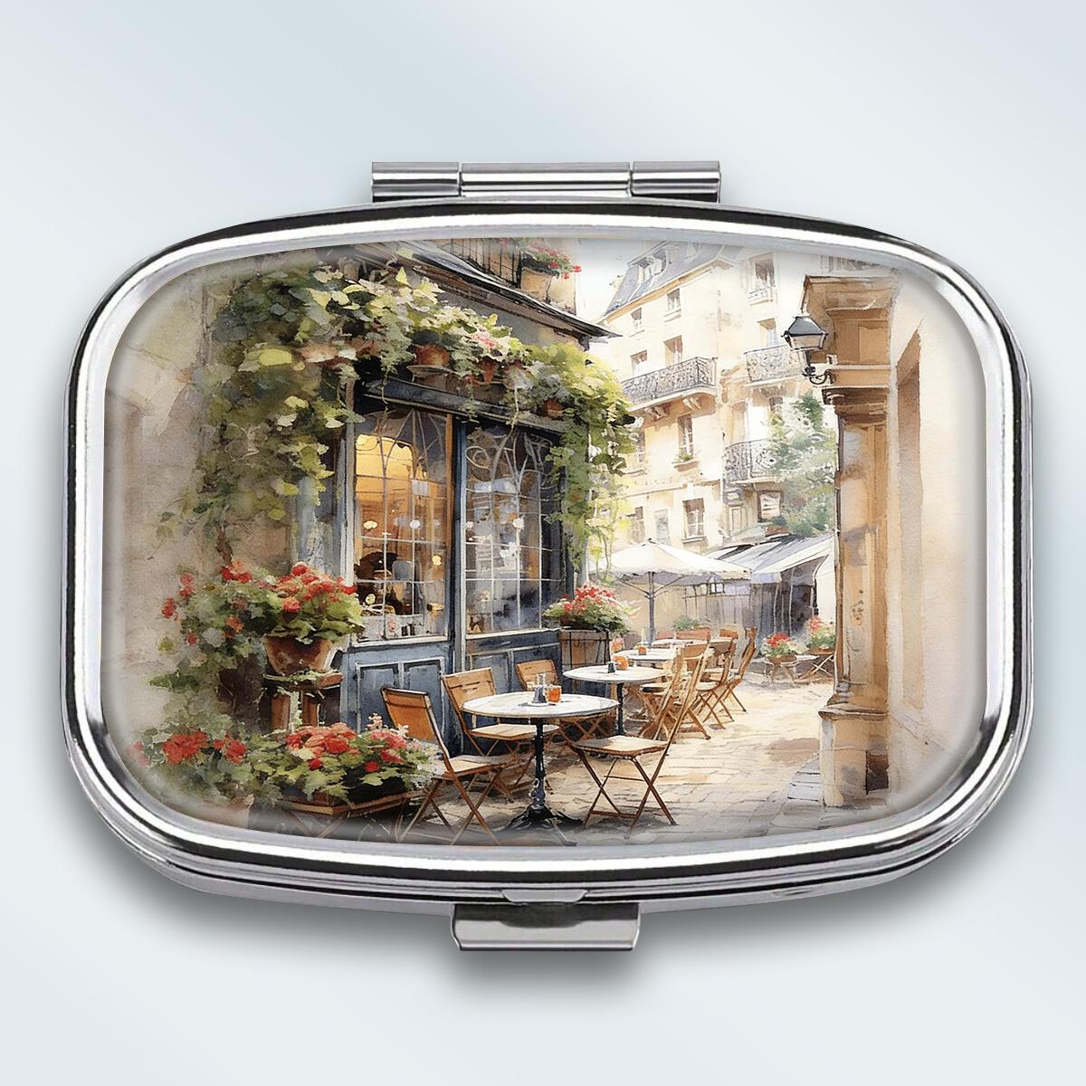 

Portable Pill Box with 2 Compartments, Mini Metal Medicine Organizer Case, Cute Printed Pill Container for Vitamins, Pills, Jewelry, Travel, Daily Use різнокольоровий