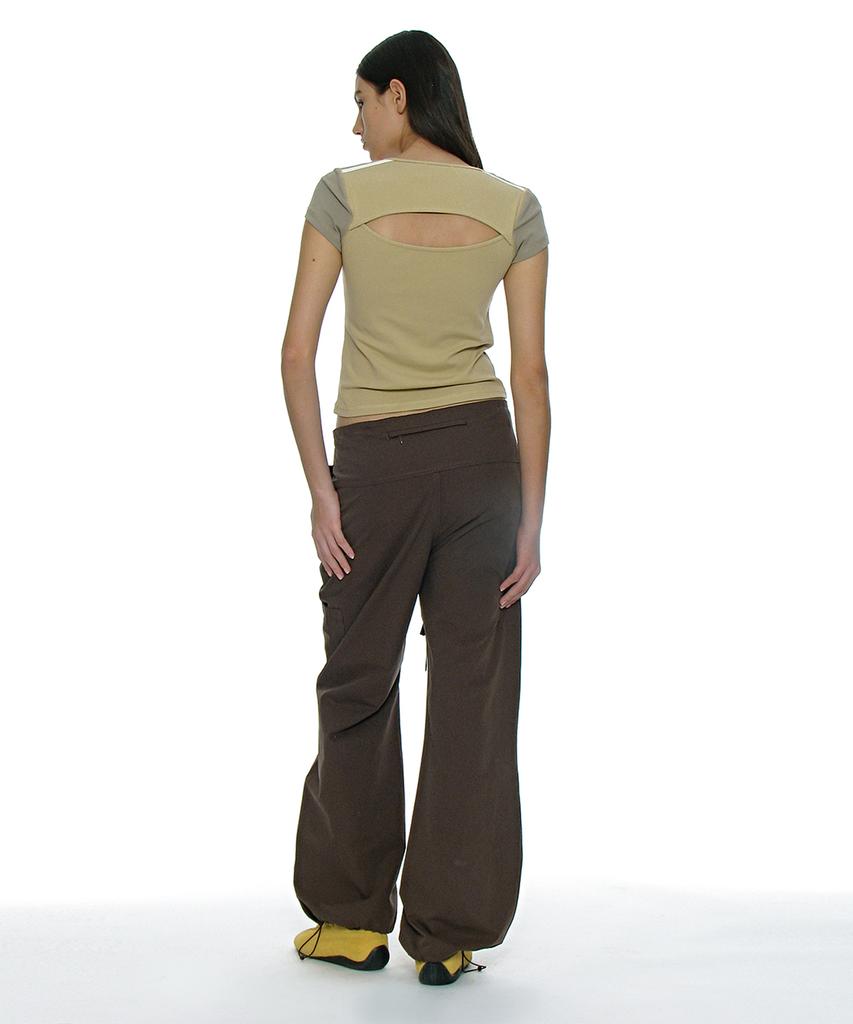 PARTIMENTO WOMEN Cut-Out Scoop Neck Short Sleeve Tee_Lemon