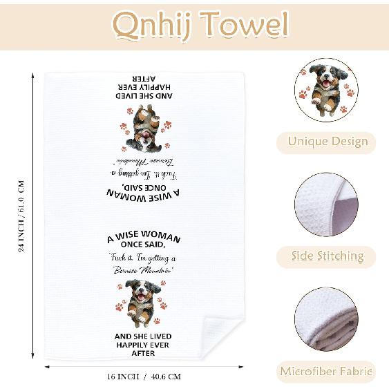 Funny Bernese Mountain Dog Kitchen Towels, Bernese Mountain Dog Gifts for Women Men, Dogs Lovers Gifts Decorative Hand Towels for Bathroom, Funny