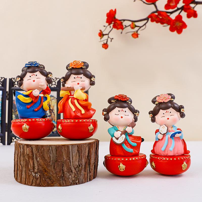Creative Ancient Tang Lady Figurine: National Tide Style Desktop Ornament