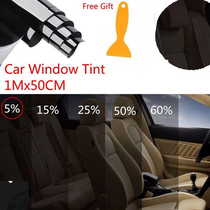 100x50cm 5% VLT Car Window Tint Professional Dark Smoke Black Film Uncut