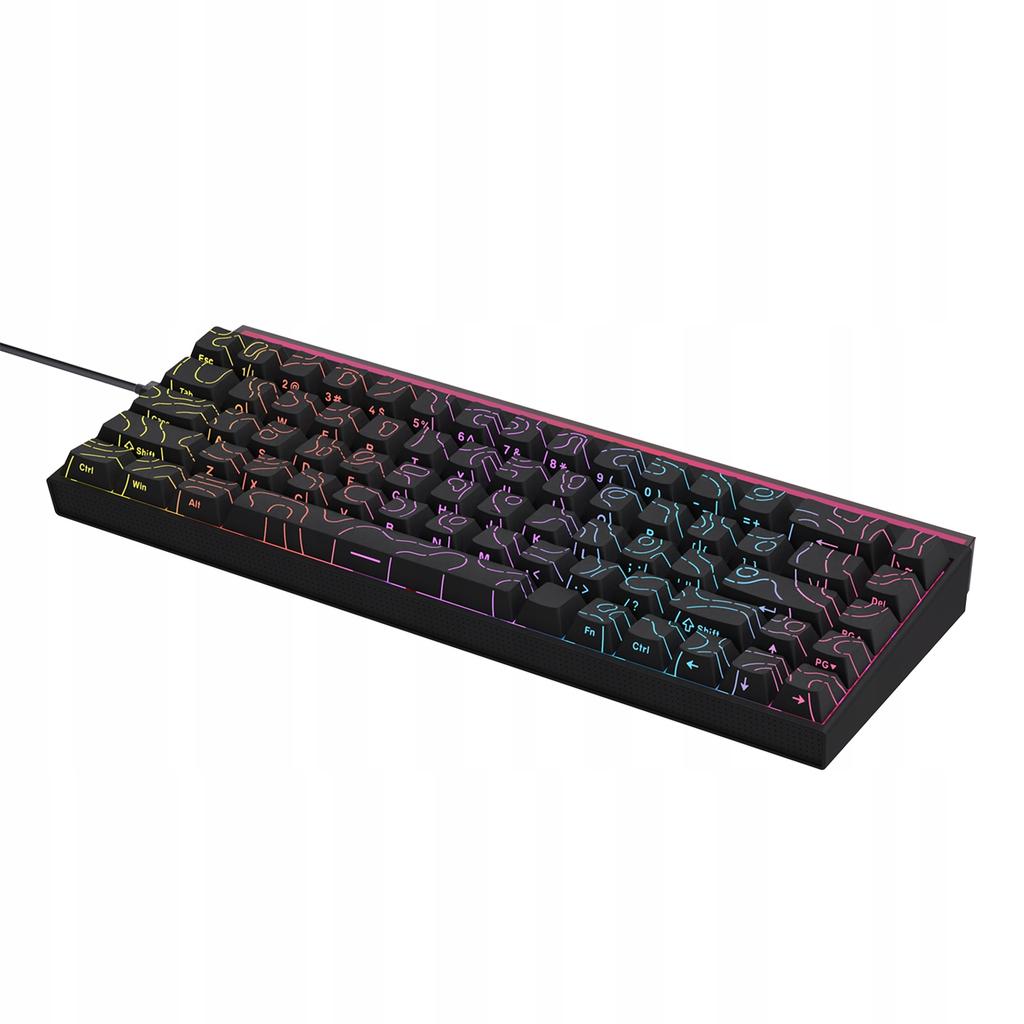 NK68 Schwarze Contour Mechanische Tastatur Lila RGB-Streifen 60% Für Gamer