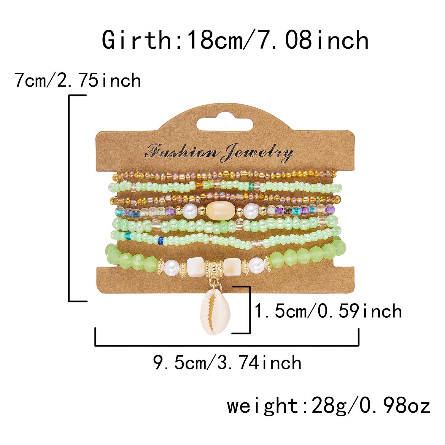 

Bohemian Conch Shell Stackable Beaded Bracelet Set for Women Colorful Shell Resin Handmake Chain Holiday Party Jewelry Gift
