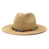 Pink Summer Hats for Women Wide Brim Sombreros Vintage Panama Hat Straw Male Female Casual Outdoor Beach Fedora Black Navy Khaki
