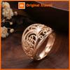 Huitan Exquisite Hollow Ornate Ring for Women Vintage Rose Gold Color Elegant Classic Party Finger Accessories Modern Jewelry