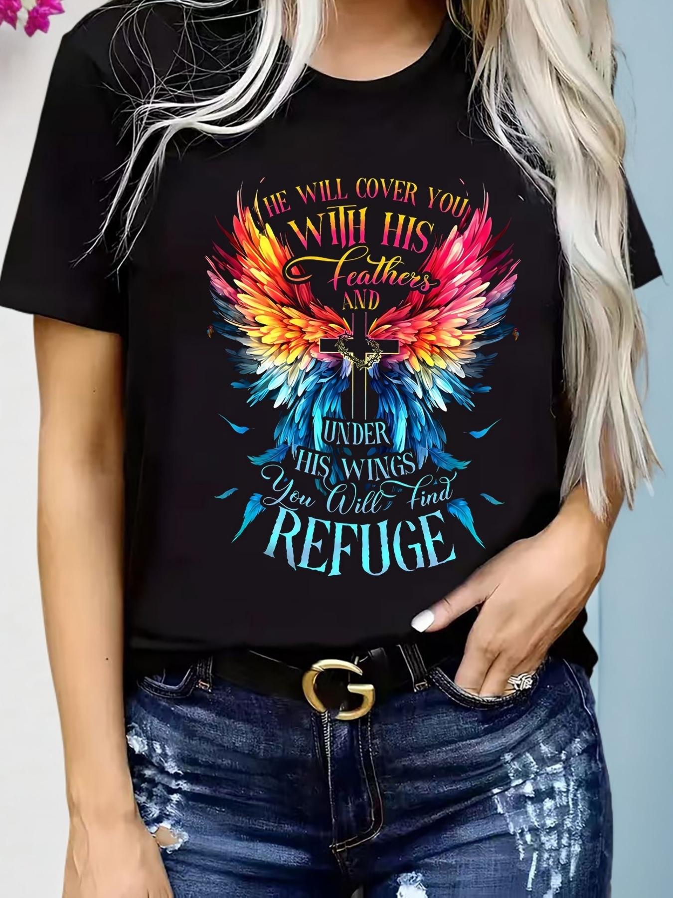 Angel Wings Cross Verse T-shirt M