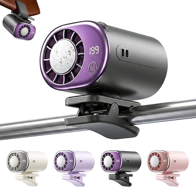 Clip-on car air fan, with cooling function, with LED display, 360° rotation, 100 adjustable speeds, USB rechargeable, continuous charging чёрный