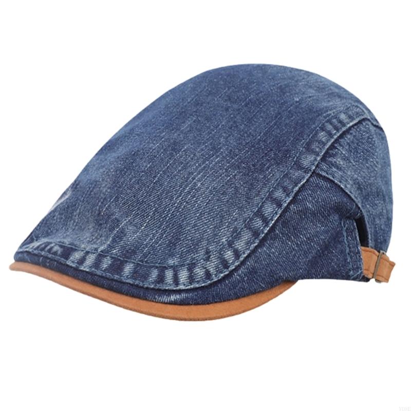 

Denims Cabbie Hat Oversized Painter Hat Baker Boy Hat for Street Strolling Denims Fashion Hat Props Y08E темно-синього кольору