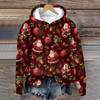 Women's Fashion Long Sleeve Christmas Print Loose Hooded Sweatshirt Top