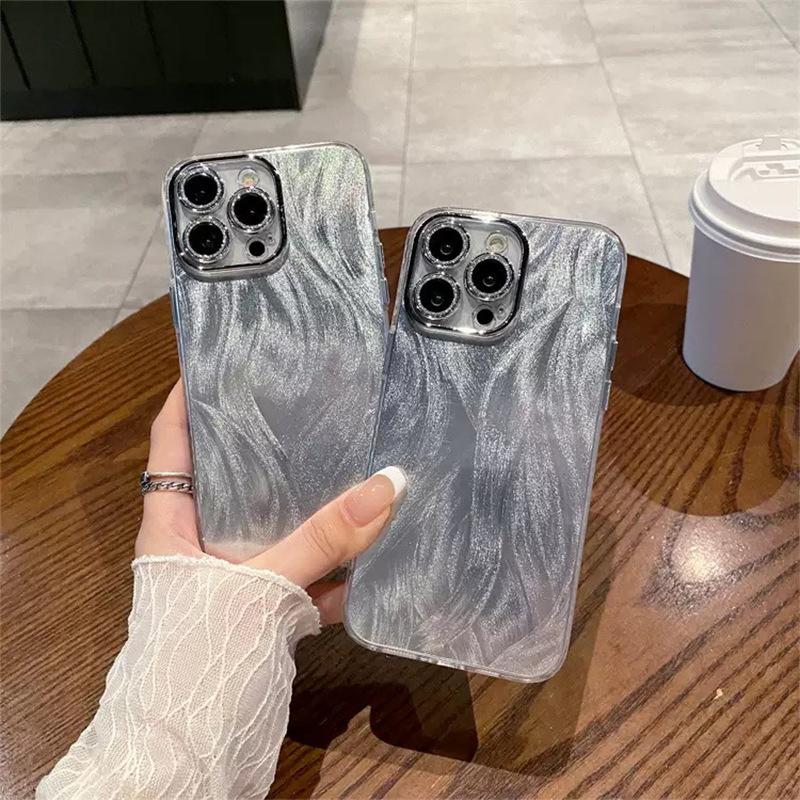 Leichter Luxus Silbergrau Handyhülle für IPhone17promax Einfach Sturzsicher für Apple 16plus Sturzsichere Hartschale