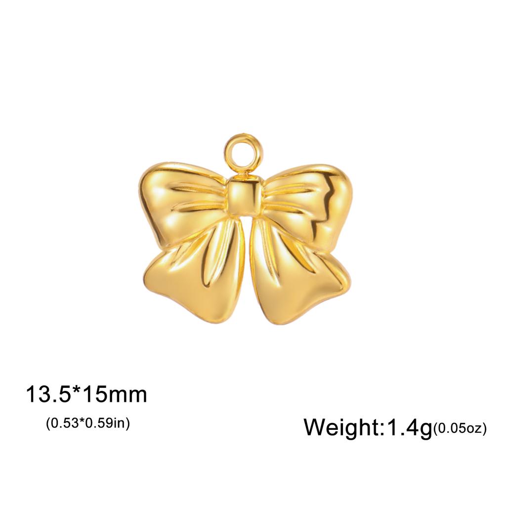 Teamer 3pcs Classic Bowknot Charms for Jewelry Necklace Earrings Making DIY Stainless Steel Gold Color Pendant Wholesale No Rust