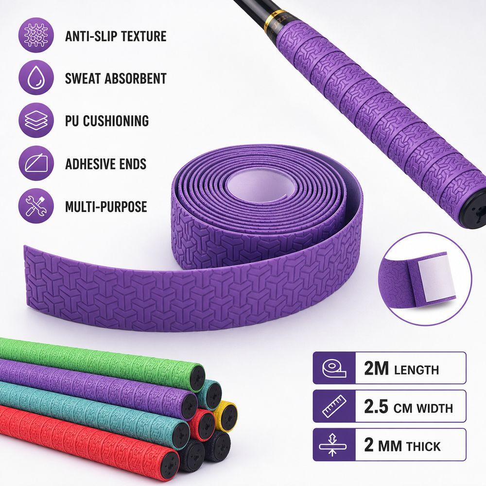 Sweat Absorbent Badminton Handle Wrap Tape PU Fishing Rod Handle Wrap Outdoor Sports