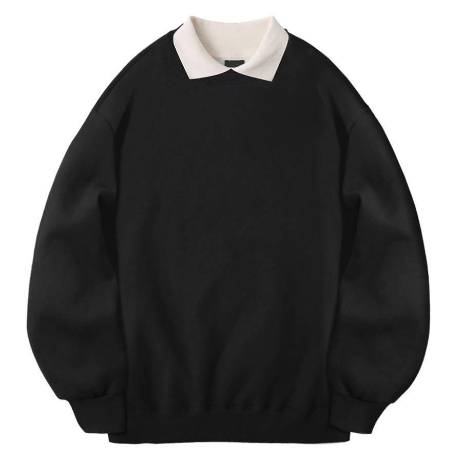 LIKE THE MOST Soft Collar Sweatshirt (Black) M00027
