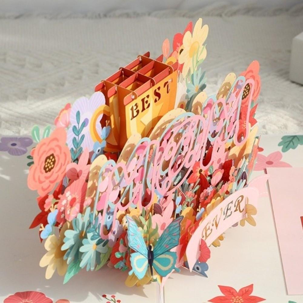 Pop Up Greeting Cards 3D Flower Bouquet Card New Handmade Card  Mother's Day