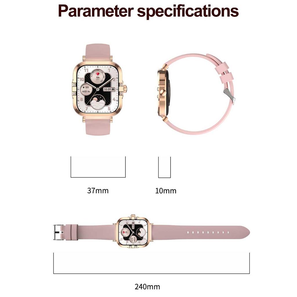 Rose Golden Smart Watch Ultra Thin Luxury Smartwatch Bluetooth Call Custom Dial Health Monitor Fitness Wristwatch for Ladies