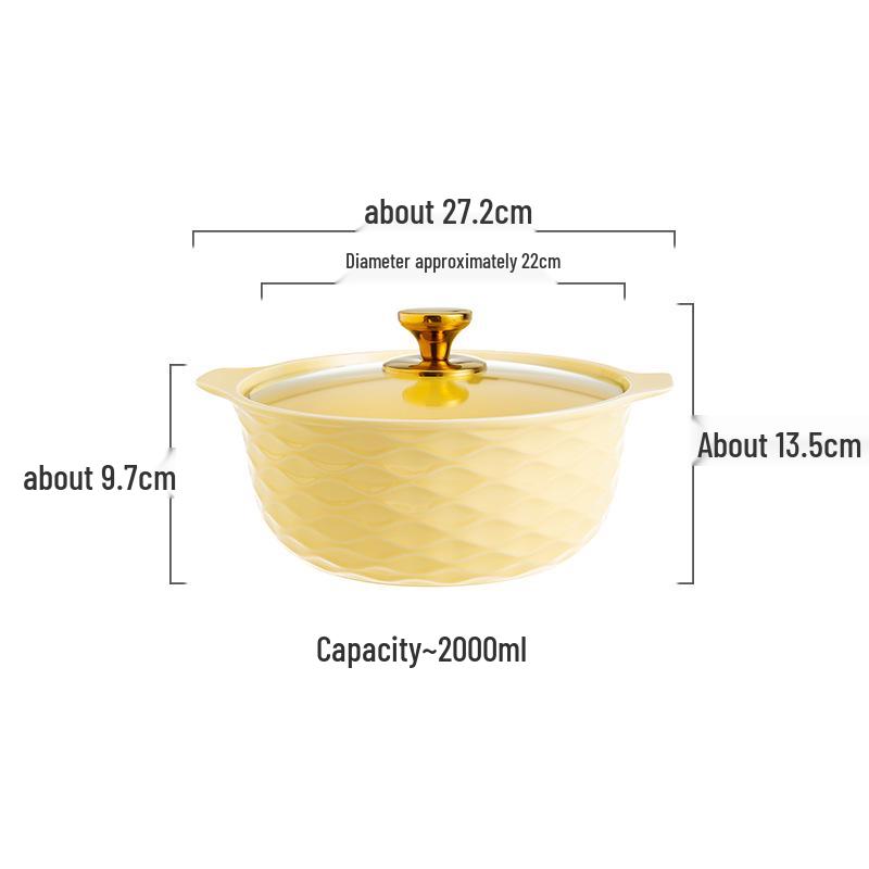 Ceramic Double-Handled Large Soup Bowl with Lid - High-End Design, Ideal for Home Use, Sauerkraut Fish, and Commercial Soups.