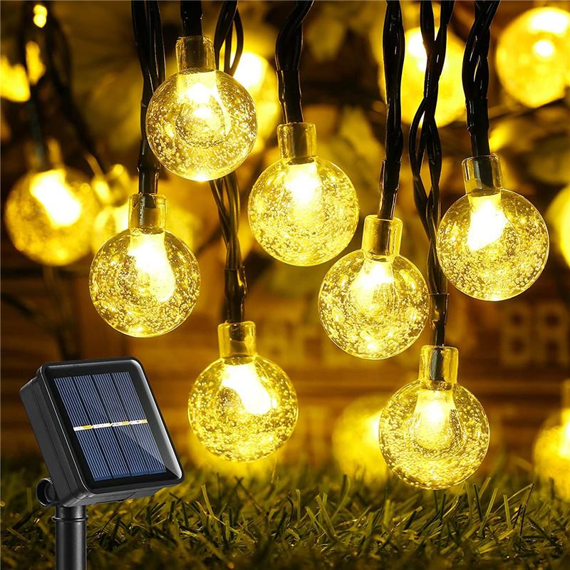 LED Solar String Lights Outdoor Waterproof Bubble Beads Fairy String Light 8 Modes Garden Wedding Party Christmas Decoration