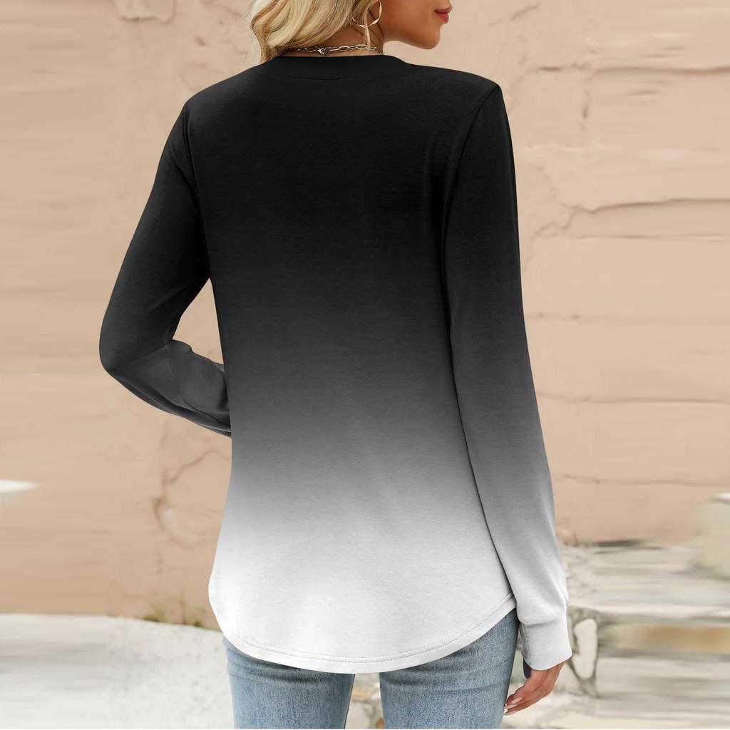 Women's Fashion Casual Printed Long Sleeve T-Shirt Pullover Top