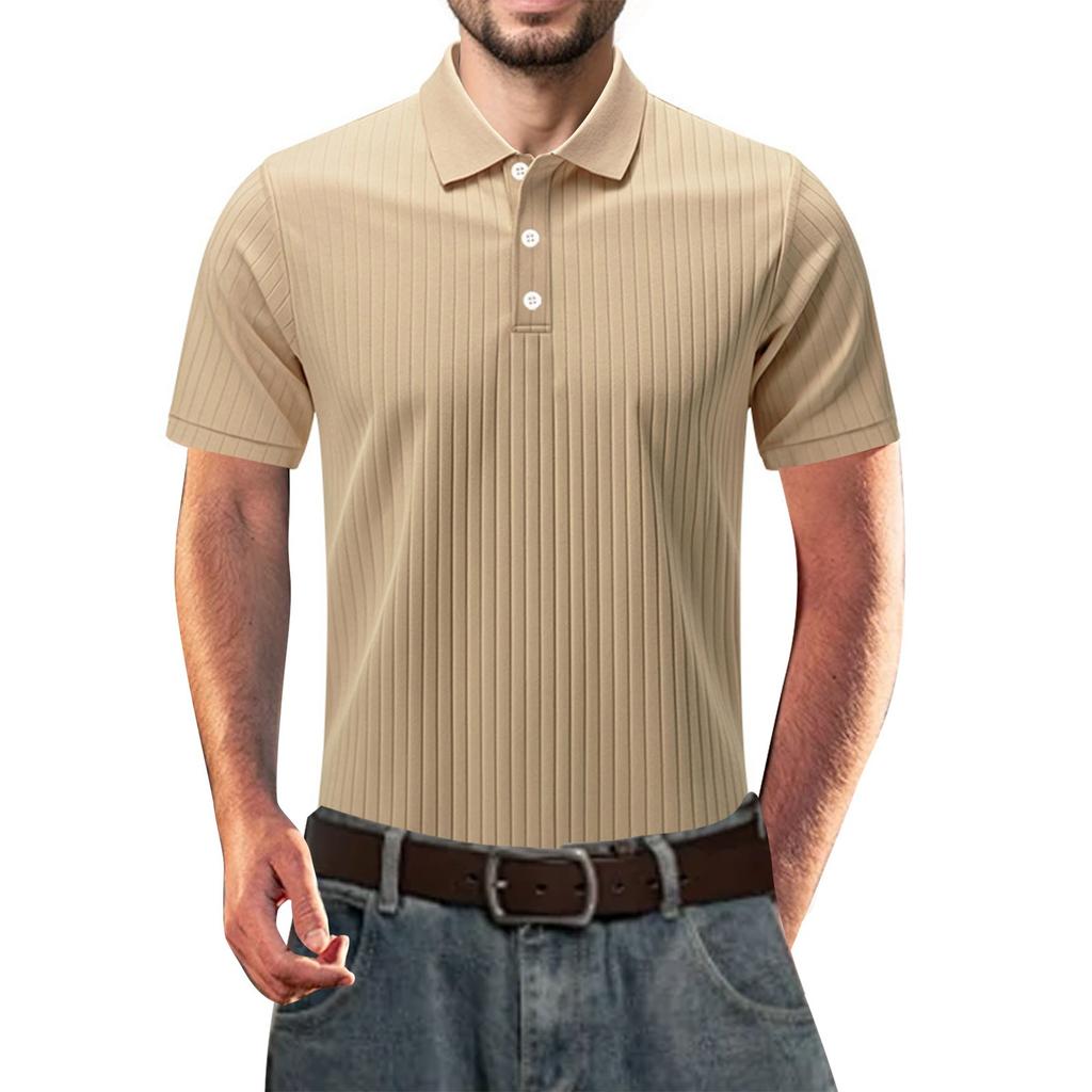 Summer Men's T-shirt Strip Quick-drying Stretch Lapel Shirt