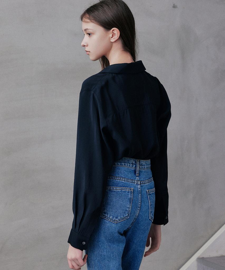 Rank 5 [Reina] Notched Collar Shirt_Black