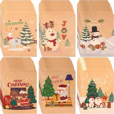 20Pcs Merry Christmas Gift Bags Santa Claus Kraft Paper Candy Cookies Bag Xmas Party Favors 2025 Christmas Diy Advent Calendar