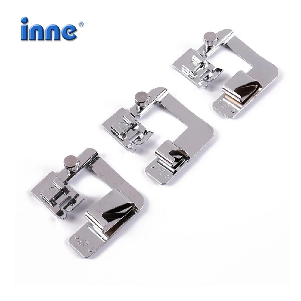 Acessórios para máquina de costura INNE 3 unidades de calcador de pé conjunto de pés de prensa de material de fixação para enrolado