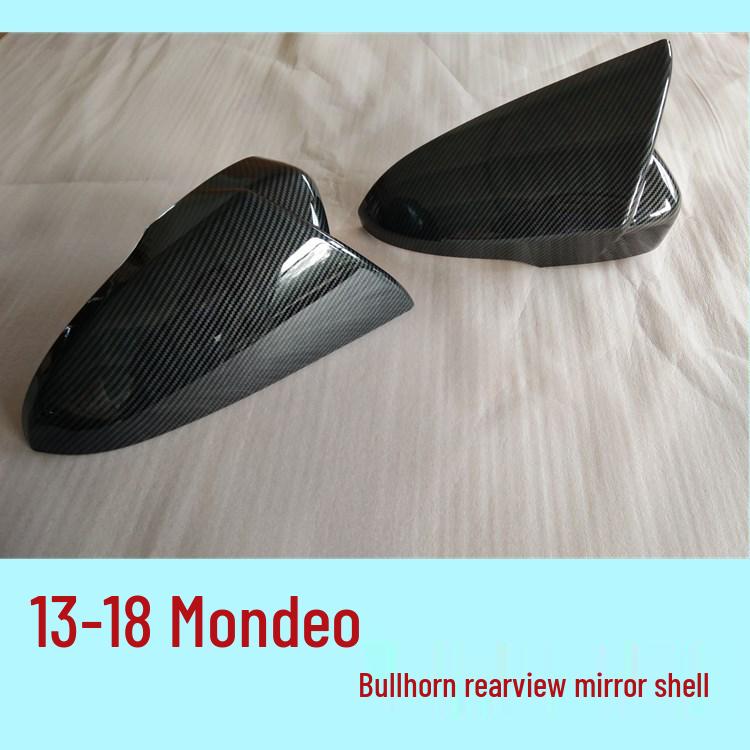 

Carbon Fiber Rearview Mirror Cover for 13-18 Mondeo Bull Horn Style Gloss Black