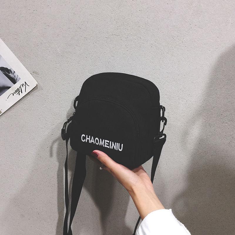 Модная женская мини-сумка кроссбоди из канваса - Черная Standard