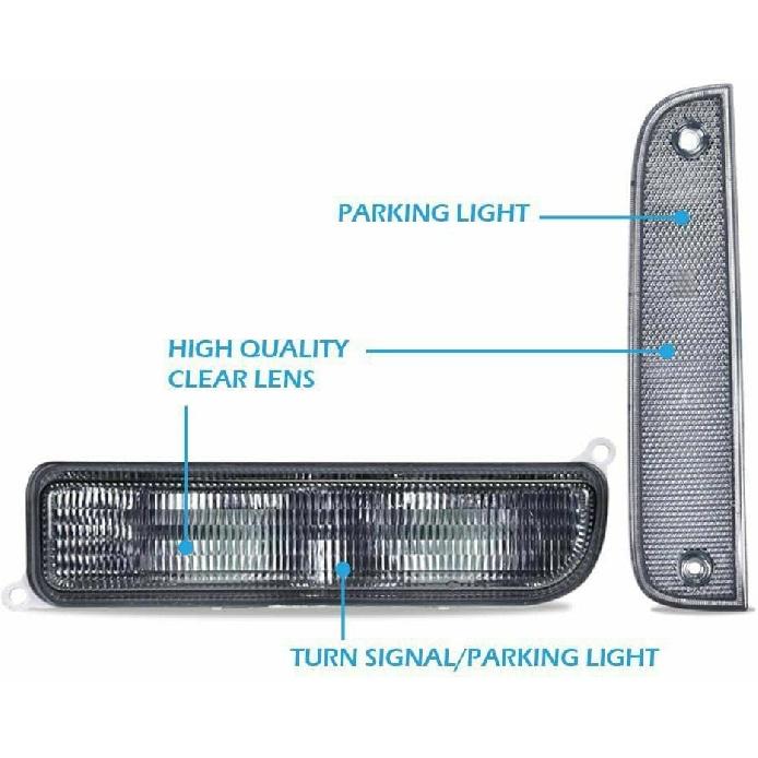 

PIT66 Smoked Bumper Turn Signal Combo and Corner Side Marker Lamps Set Compatible with Jeep Cherokee XJ Chassis 1997 1998 1999 2000 2001 Driver &