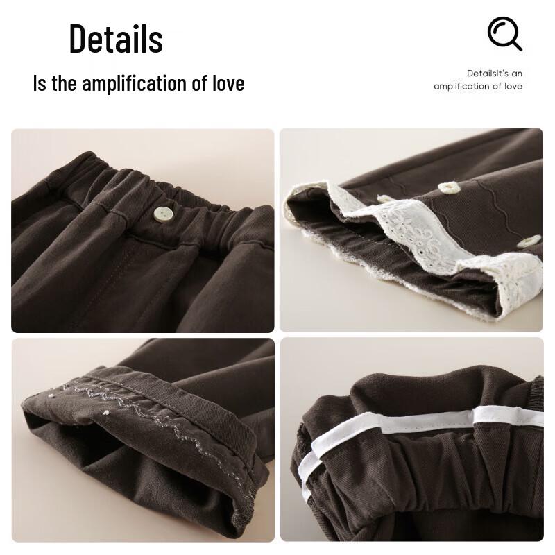 Ms. Puala Girls' Embroidered Lace Casual Trousers