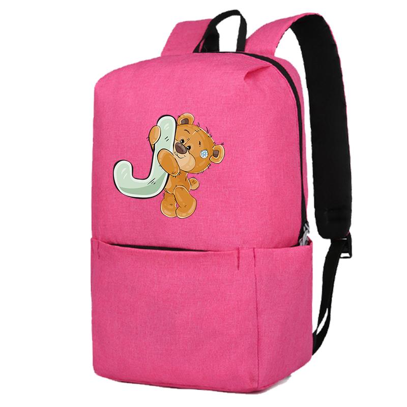 Încântător ursuleț cu 26 de litere englezești, geantă de școală pentru fete, rucsacuri de pânză pentru cosplay, pentru copii, geantă pentru copii înapoi la școală