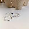 BFCLUB  Silver Color Black Heart Ring For Women Fine Jewelry Finger Adjustable Open Vintage Ring For Party Birthday Gift