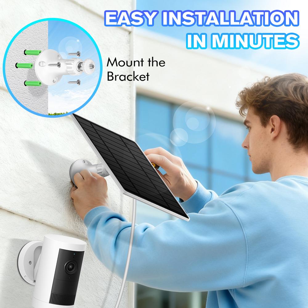 4W 5V Solar Panel Monitoring Camera Charging Panel with Bracket For Outdoor Spotlight Security Camera Battery Power Charger