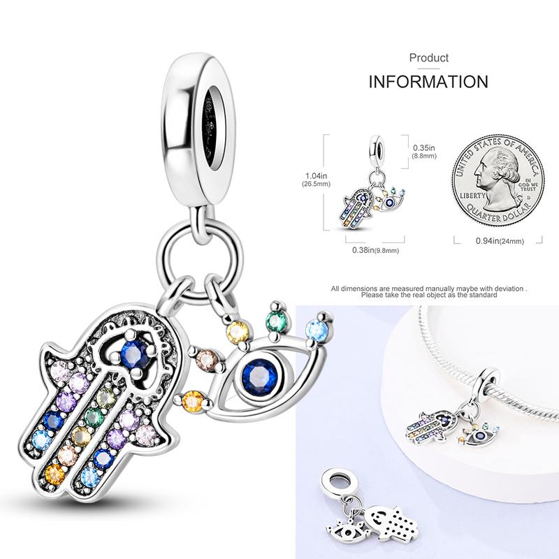 Charms Plata De Ley 925 copper Original Devil's Eye Perfume Bottle Bow Silicone Spacer Beads Women Bracelet DIY Zircon Pendants