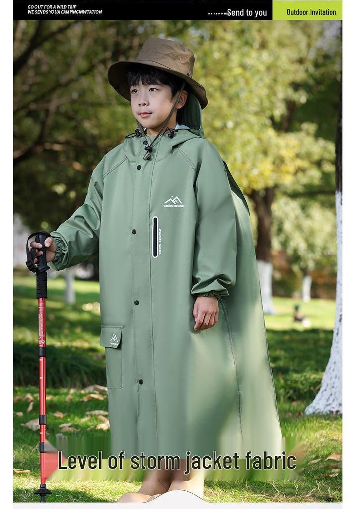 Kids' Full-Length Raincoat with Backpack Space - Heavy Rain Protection for Primary School Girls & Boys, Durable Oxford Cloth