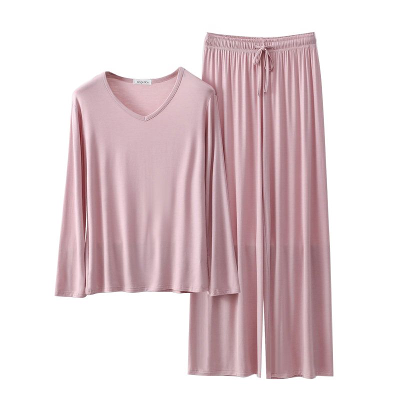 Women's Loose Casual Pajama Sets V-neck T-shirt and Drawstring Pants