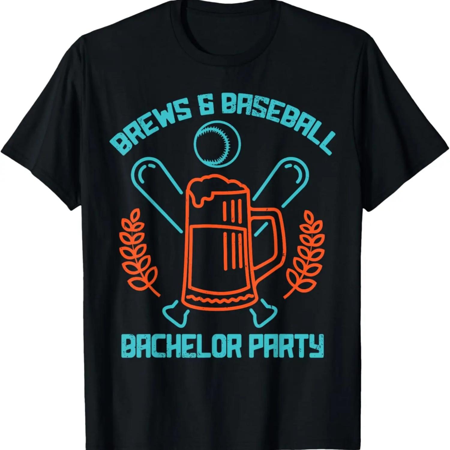 Mens Brews & Baseball Bachelor Party, Best Baseball Fan or Player T-Shirt XXXXXL чёрный