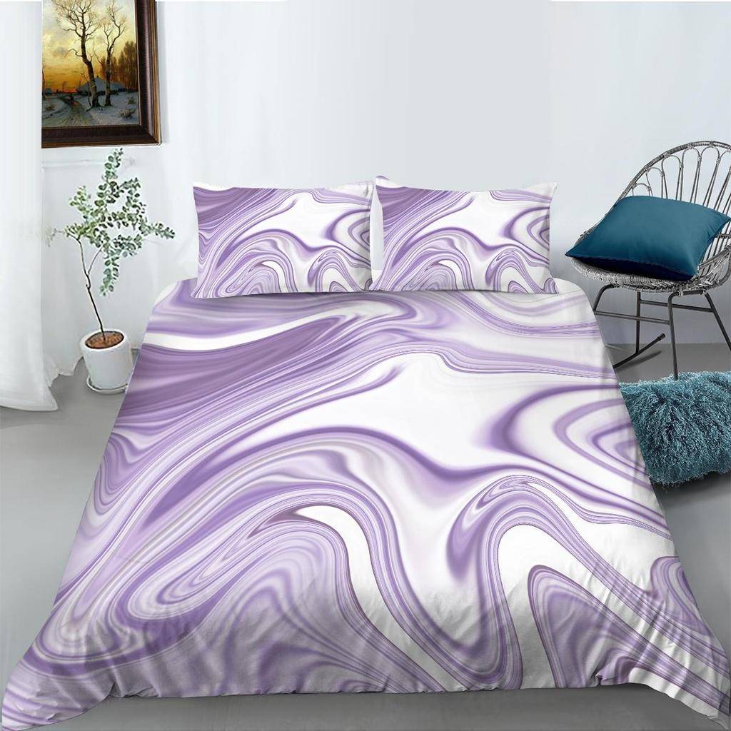 3D Color Halo Printing Bedding Single Double Bed Full Size Quicksand Pattern Pillowcase and Quilt Cover Washable and Comfortable Home Decoration