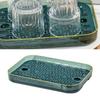 Dish Drain Tray Clear Rectangular Simple Appearance Plastic Double Layer Tea Tray for Kitchen Living Room