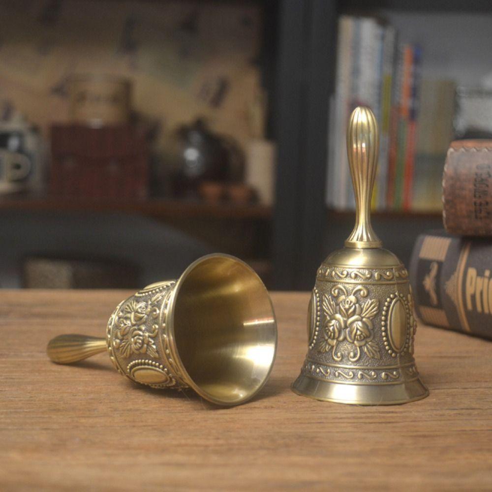 Clear Sound Metal Hand Call Bell Retro Restaurant Tea Bell Rose Church Bell  Classroom