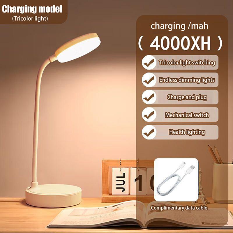 LED Skrivebordslampe 3 Nivåer Dimmbar USB Oppladbar Batteridrevet Bærbar Berørings Bordlampe Øyebeskyttelse For Soverom Nattbord