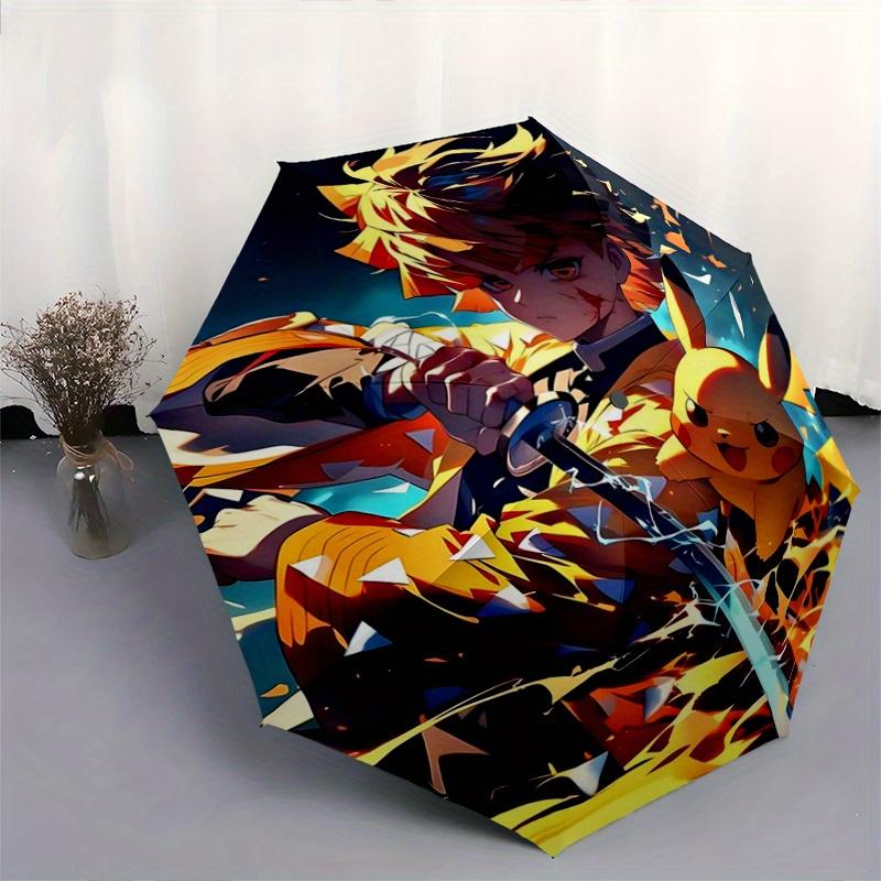 1pc Anime Character & Pikachu Durable Cartoon Folding Umbrella, Portable Compact Umbrella for Men and Women Y002