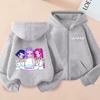 Peripheral print fashion boys and girls zip hoodie casual sweater