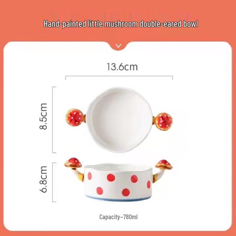 

ZISIZ Mushroom Ceramic Double Handle Bowl