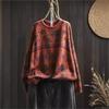 Johnature Woman Autumn Niche Vintage O-Neck Casual Loose Retro Sweater Chinese Style Long Sleeves Print Sweater